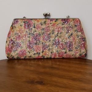 Vintage Glitter Floral Clutch